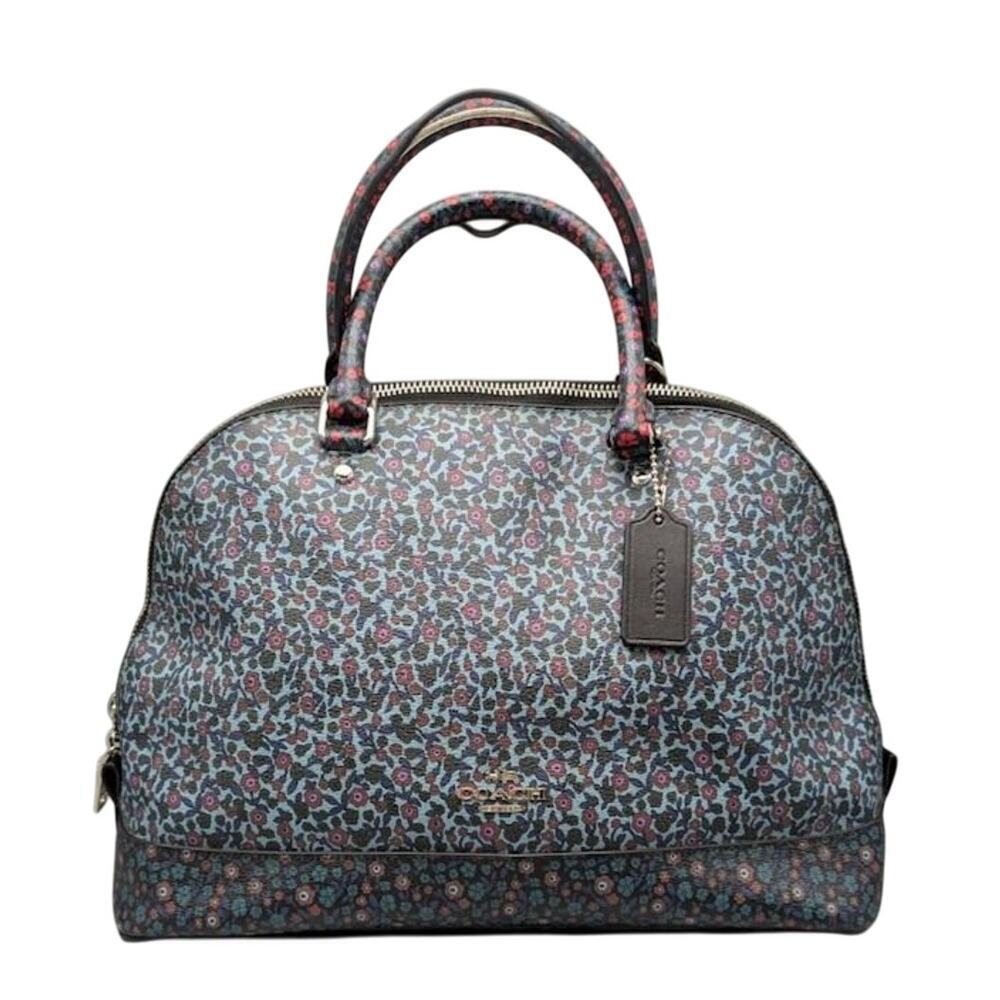 Authentic COACH Sierra Ranch‎ Floral Cross-grain Leather Satchel Dome Handbag